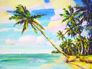 Palms. Ocean 3.Original Contemporary Painting