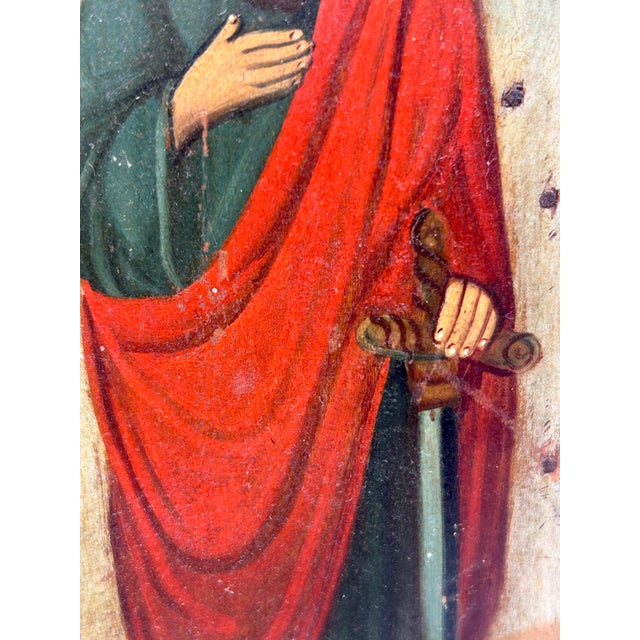 19th-Century Icon Painting of Saints Peter and Paul, Oil on Wood For Sale - Image 12 of 18