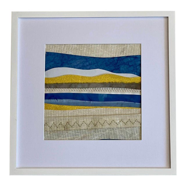 Contemporary Semi-Abstract​ Mixed Media Nautical Sailcloth Landscape​ - By JJ-Hogan | Greeting the Day, Framed For Sale