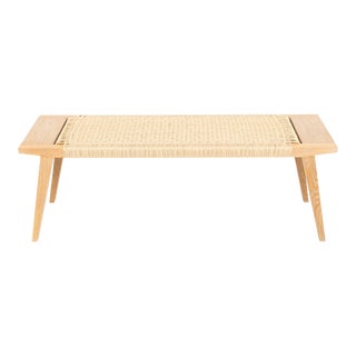 White Oak Bench With Handwoven Natural Danish Cord Canva Bench For Sale