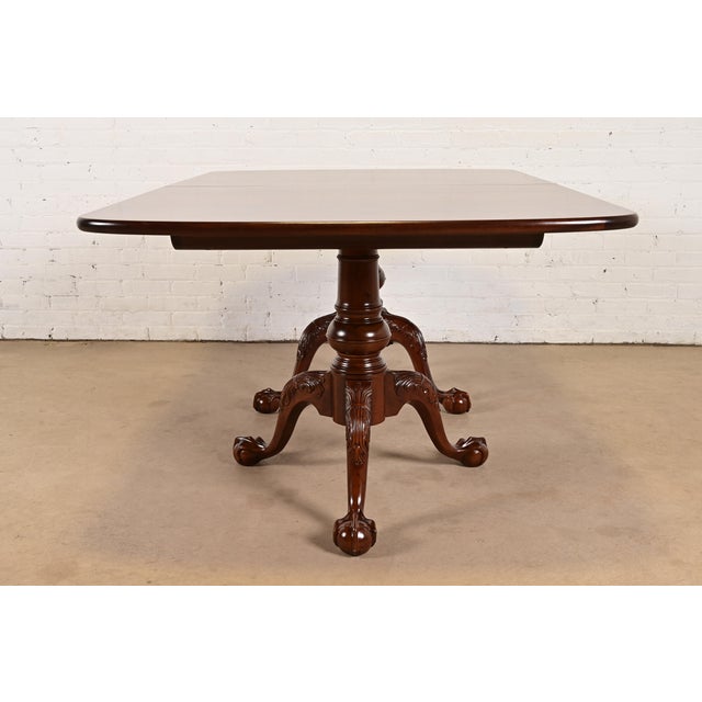 Henredon Georgian Flame Mahogany Double Pedestal Extension Dining Table, Newly Refinished For Sale - Image 12 of 14