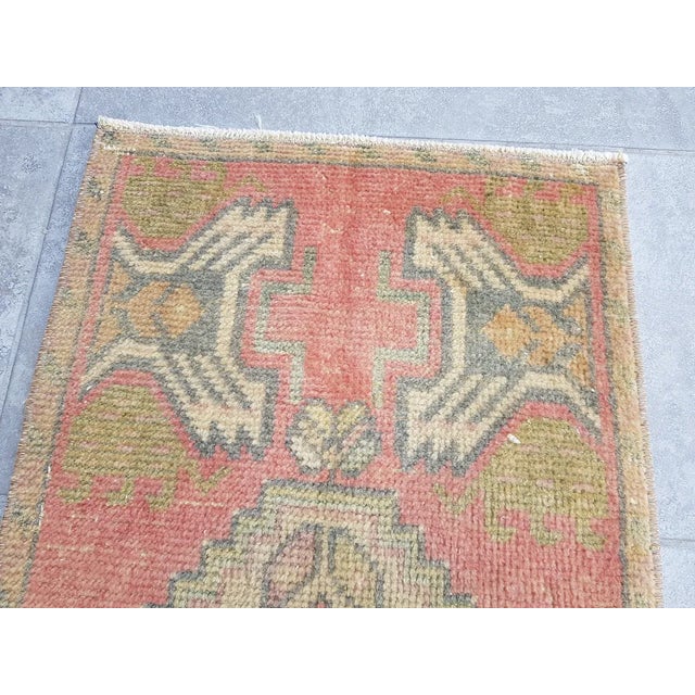 Peach 1950s Hand Knotted Turkish Rug For Sale - Image 8 of 9
