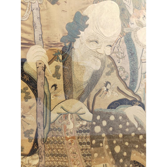 19th Century Chinese Silk Embroidery ( 3' 3" x 6' 10" - 99 x 209 ) For Sale - Image 4 of 6