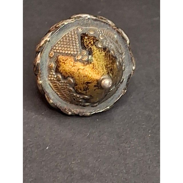 Metal Antique Spinning Top Dreidel, Gilt Silver Filigree, Central Asian Decorative Toy For Sale - Image 7 of 14