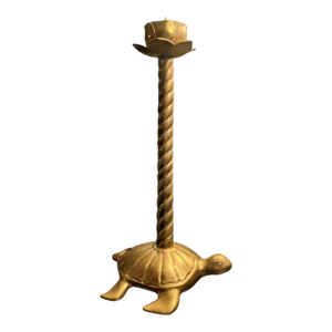 Rare Vintage Frederick Cooper Solid Brass Tall Turtle Candle Stick Holder