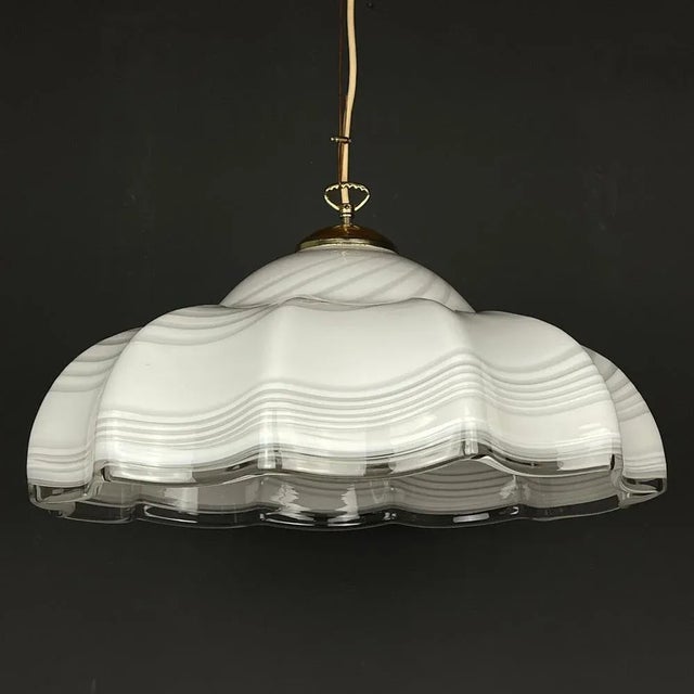 Vintage Italian Pendant Lamp in Swirl Murano Glass, 1970s For Sale - Image 13 of 13