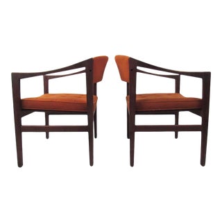 Mid-Century Modern Walnut Armchairs - a Pair For Sale