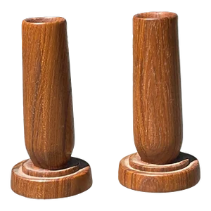 1950’s Teak Candle Holders- a Pair