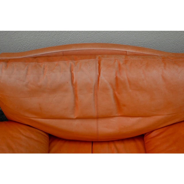 Series 5 Lounge Chairs in Cognac Orange Leather, 1970s, Set of 5 For Sale - Image 16 of 18