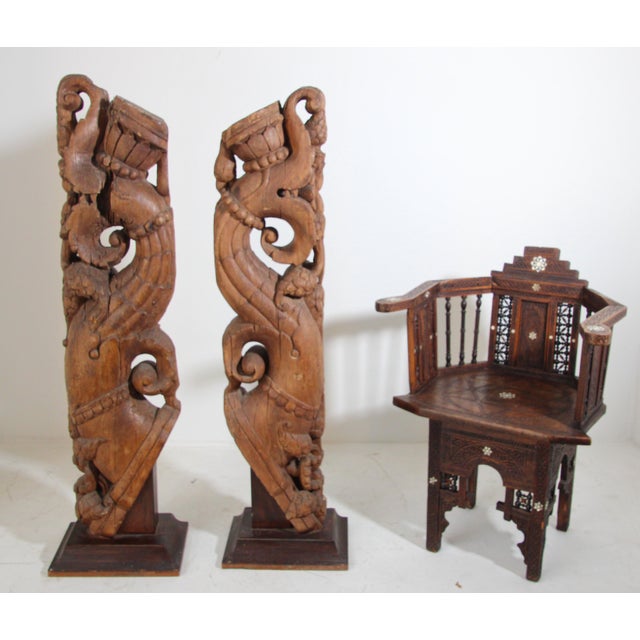 Architectural Carved Wood Temple Truss From India - a Pair For Sale - Image 4 of 15