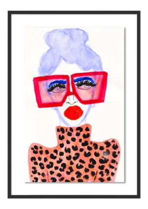 Colorful Girl by Kendra Dandy in Black Framed Paper, Medium Art Print
