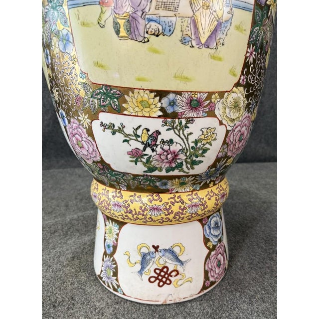 Late 20th Century Monumental 3.5 Foot Tall Oriental Porcelain Palace Vase For Sale - Image 13 of 18