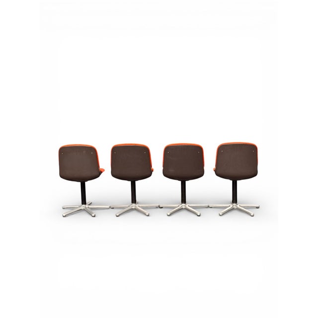 An iconic set of four vintage chairs, model 231/5, manufactured in the 1970s by the renowned German maker Wilkhahn,...