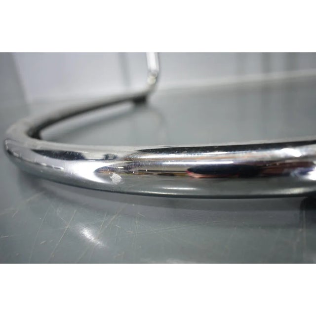 SS33 Chrome Armchairs in Blue Fabric by Anton Lorenz for Thonet, 1970s, Set of 4 For Sale - Image 10 of 11