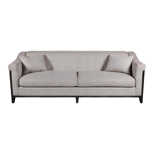 Sherrill Furniture Sofa Gray Wood Frame With Designer Shardai Cream Fabric For Sale