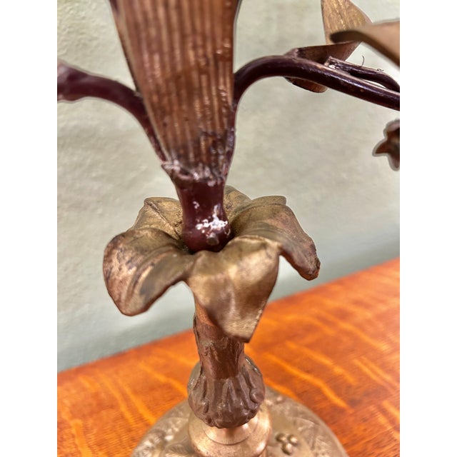 Vintage Italian or French Style Solid Brass Five-Light Floral Tole Candelabra With Original Gilt Finish For Sale - Image 14 of 14