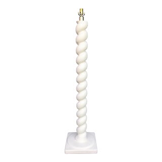 Original Vintage White Plaster Spiral Floor Lamp by Michael Taylor For Sale