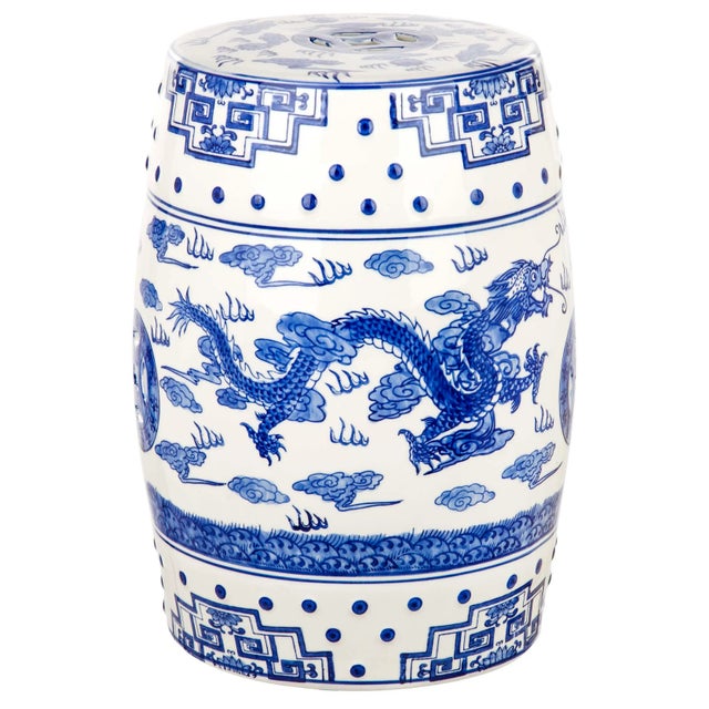 Adorned with a luxurious interpretation of a legendary Chinoiserie pattern, this ceramic garden stool is a timeless...