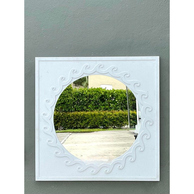 Metal Vintage Wave Design Aluminum Mirror For Sale - Image 7 of 12