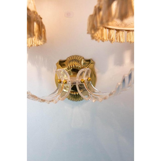 Louis XV Brass and Resin Double Sconces with Lampshades, 1960s, Set of 2 For Sale - Image 11 of 15