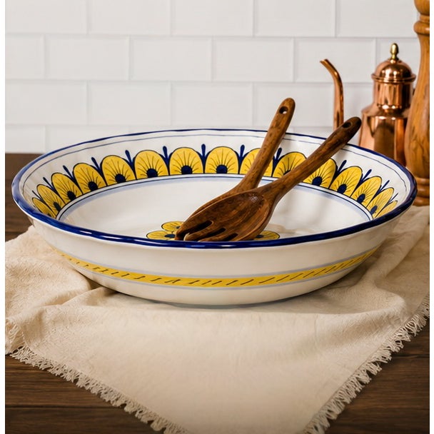 The Stratificata Large Serving Bowl brings the artistry and character of traditional Deruta ceramics to a generous,...