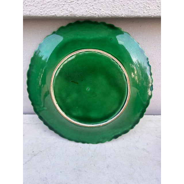 English Green Majolica Leaves Plate Circa 1880 For Sale - Image 4 of 4