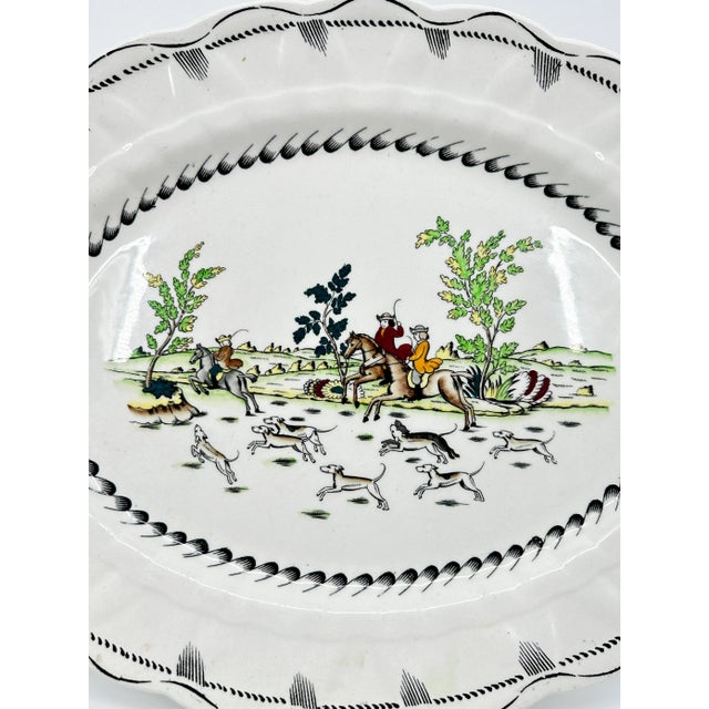English Antique Booth's "Liverpool Hunt" 16" Oval Serving Platter For Sale - Image 3 of 11