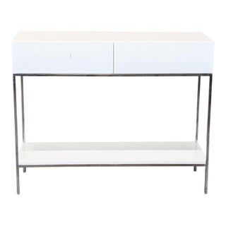 West Elm White Lacquer Storage Console For Sale