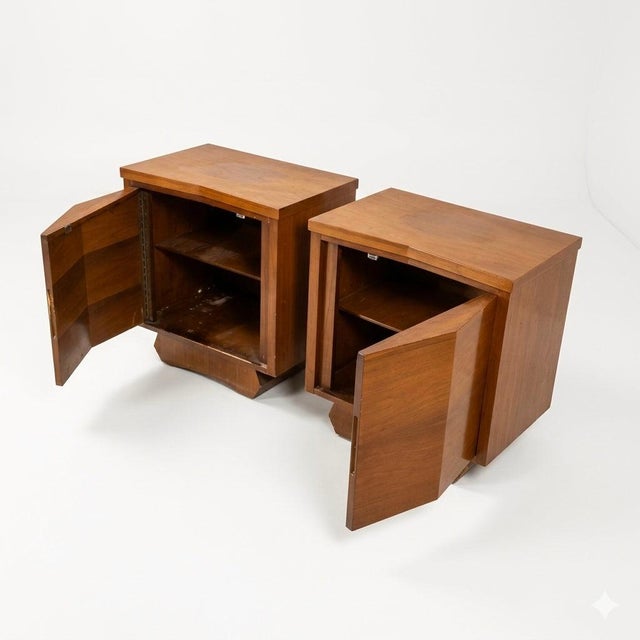 Sculptural Atomic Style Mid-Century Modern Pair of Nightstands, C. 1960s For Sale - Image 4 of 11