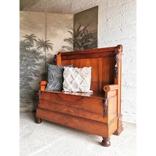 Brown Antique Empire Style Bench, Belgium, 1890s For Sale - Image 8 of 13
