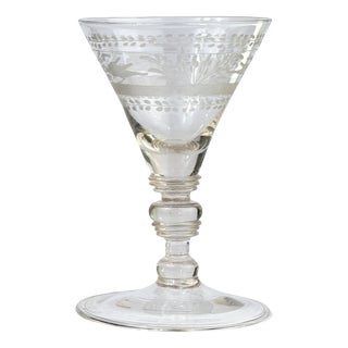 Antique Bohemian Engraved Wine Glass For Sale