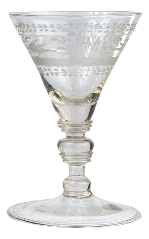 Antique Bohemian Engraved Wine Glass