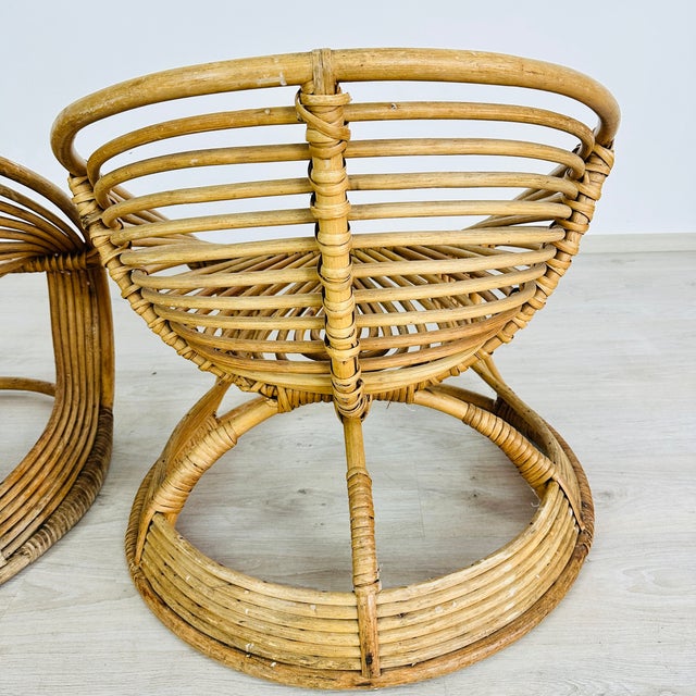 Italian Rattan Lounge Chairs With Coffee Table – Set of 3 For Sale - Image 14 of 16