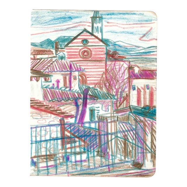 1950s Robert Angeloch Assisi Italy Oil Pastel For Sale