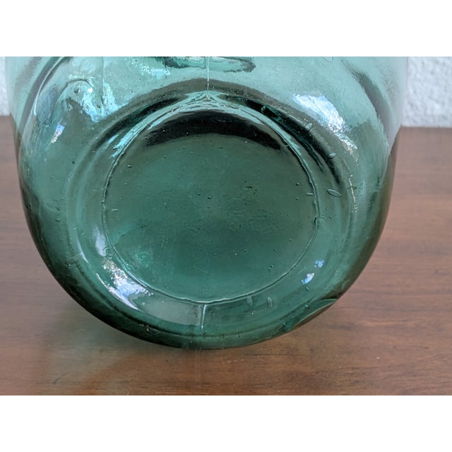 Bottle Green Vintage Mid-Century Handblown Spanish Viresa Carboy Green Glass Demijohn Bottle For Sale - Image 8 of 8