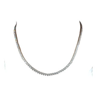 11.21 Ct 3-Prong Diamond Tennis Necklace For Sale