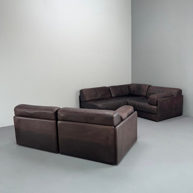 Large DS76 Modular Sofa in Brown Leather from de Sede, Switzerland, 1970s, Set of 5 For Sale - Image 16 of 18