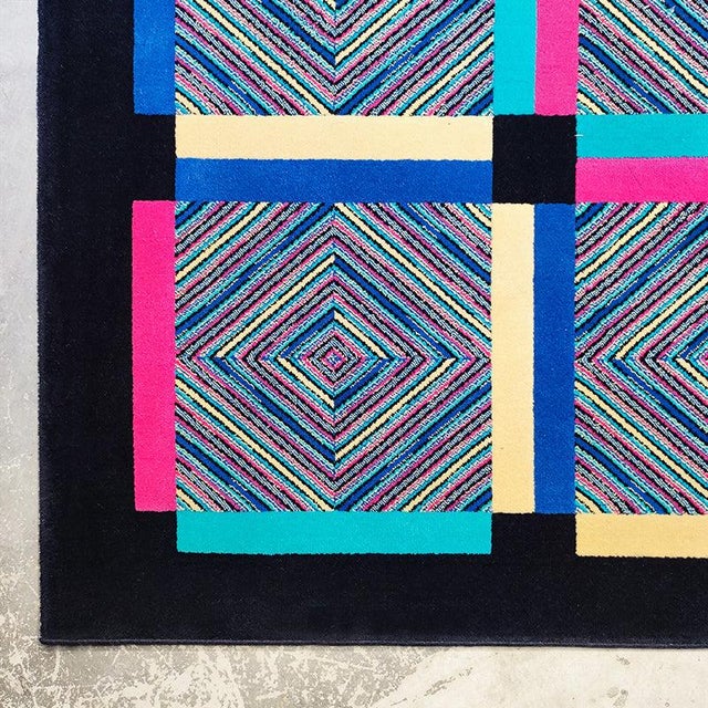 1990s Postmodern Italian Square Geometric Wool Rug by Ottavio Missoni, 1990s For Sale - Image 5 of 10