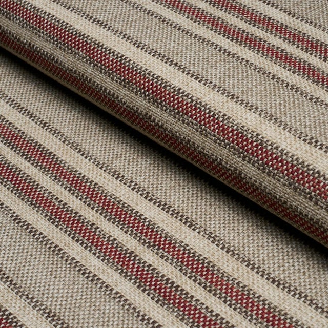 Schumacher Sample - Schumacher Even Keel Outdoor Stripe Fabric In Rust For Sale - Image 4 of 5