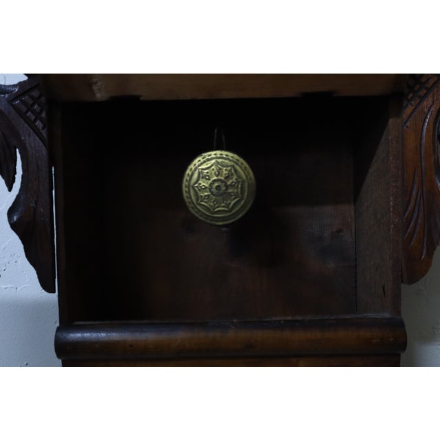 19th Century Marquetry Wall Clock With Wood Inlay & Original Key For Sale - Image 10 of 11