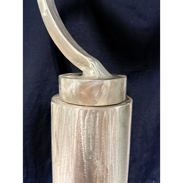 Modernist Polished Steel Crescent Sculpture, C. 1985 - Signed For Sale In Providence - Image 6 of 6