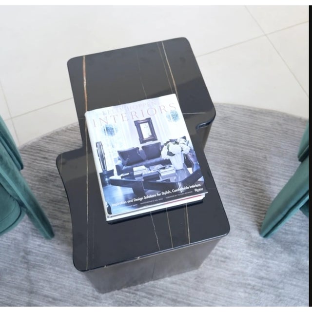 Contemporary Ludie Irregular Shape Side Table with Black Marble Top For Sale - Image 3 of 5