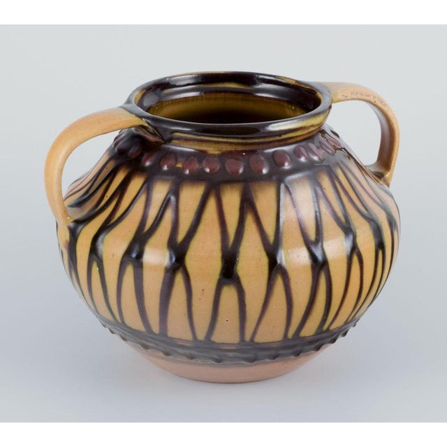 Ceramic Vase with Two Handles from Kähler, Denmark, 1930s For Sale - Image 3 of 9