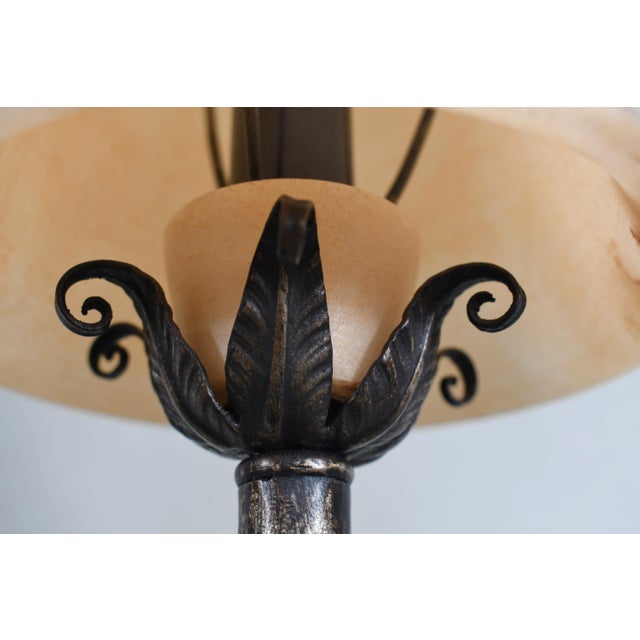 Alabaster French Art Deco Lamp by Edgar Brandt - 1925 Wrought Iron France For Sale - Image 8 of 18