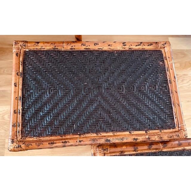 Brown Vintage 1950s Burnt Bamboo and Rattan Nesting Tables - Set of Three For Sale - Image 8 of 8
