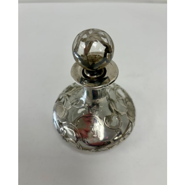 Late 20th Century Late 20th Century Victorian Perfume Bottles With Sterling Silver Overlays - a Pair For Sale - Image 5 of 11