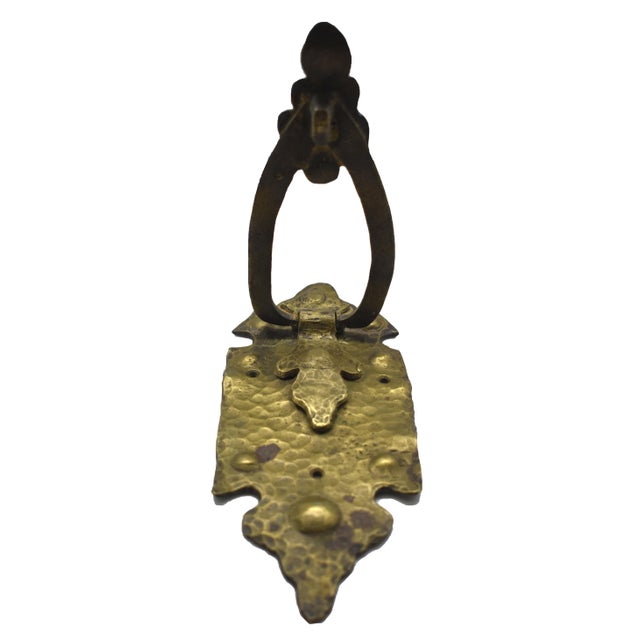 Spanish Revival Hammered Brass Doorknocker C.1930 New Slotted Head Wood Screws Included Measurements: 3-1/2" width x...