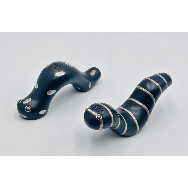 1980s Emilia Castillo Taxco Plata Pura Silver & Porcelain "Oruga" Sculptures, Pair For Sale - Image 9 of 18