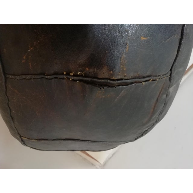 Vintage Berber Leather Ottoman, 1970s For Sale - Image 6 of 7