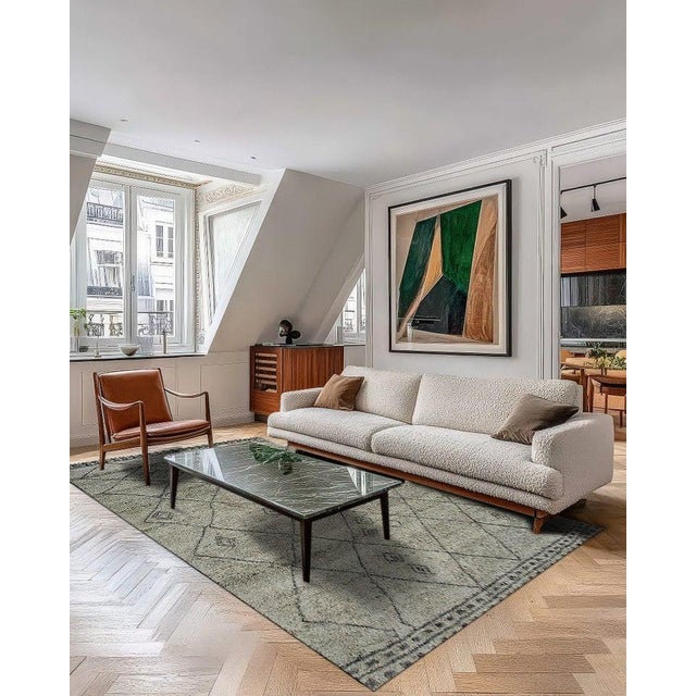 8x10 Gray Hand-Knotted Wool Diamond Motif Geometric Modern Carpet Rug For Sale - Image 10 of 13